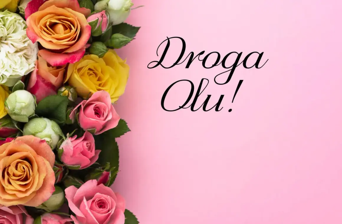 Bukiet róż na różowym tle. "Droga Olu!" - piękne życzenia imieninowe dla córki.