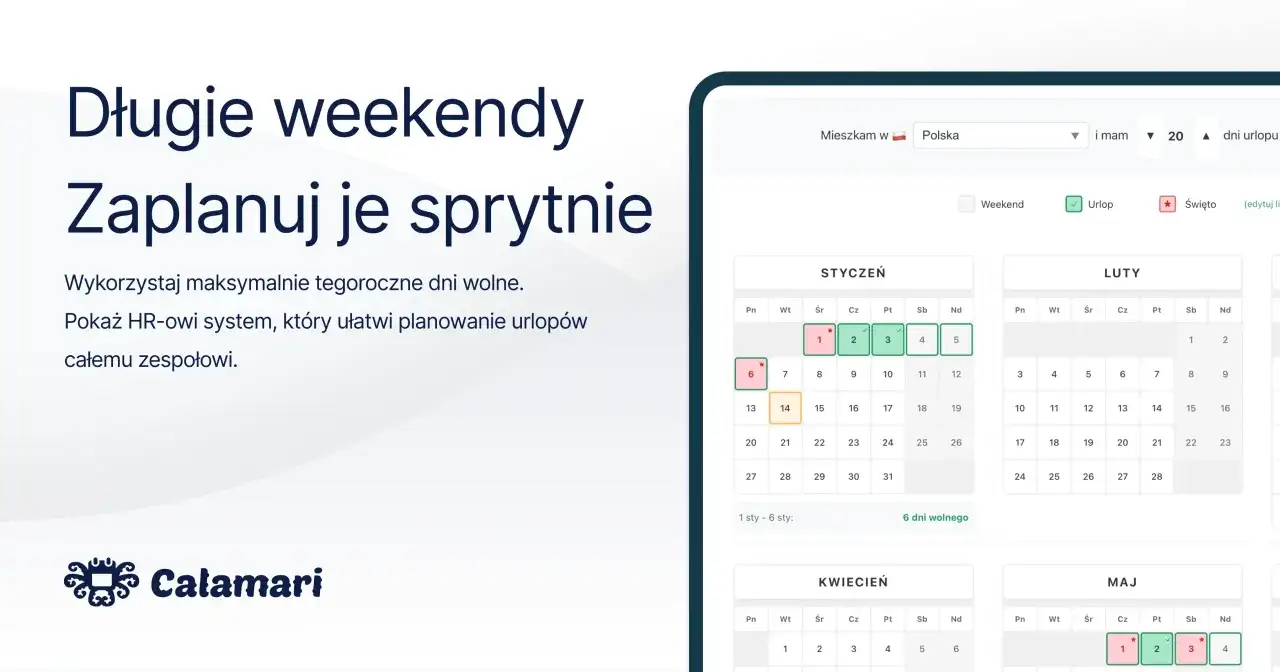 Kalendarz świąt i długie weekendy - jak zaplanować urlop?