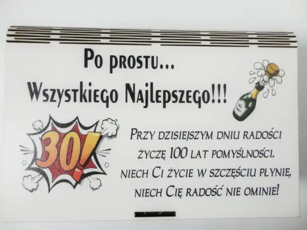 Po prostu... Wszystkiego Najlepszego!!! Wesołe życzenia na 30 urodziny z szampanem i liczbą 30.